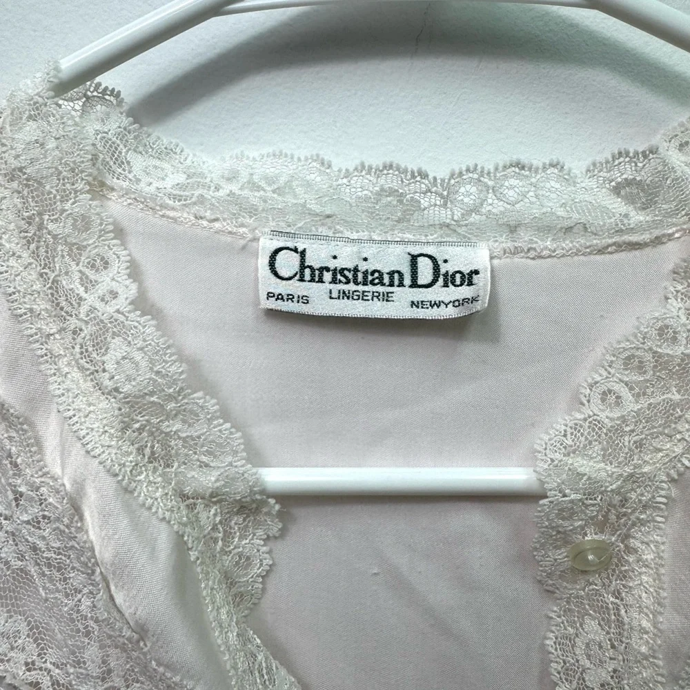 Vintage Christian Dior Lingerie Pale Pink Satin and Lace Nightgown - Picture 3 of 10